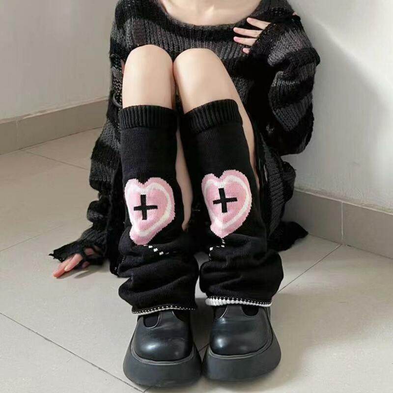 Женские гетры JK Lolita Y2K с японским сердцем, вязаные теплые осенне-зимние длинные носки для девочек до колена, манжеты для сапог