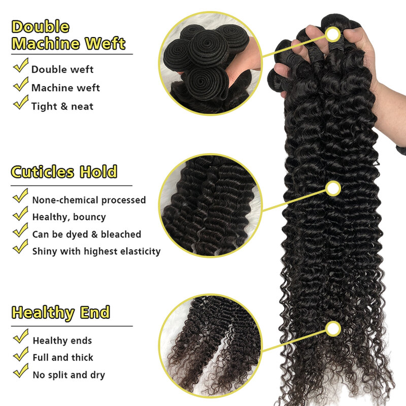 Бразильские пряди волос с глубокой волной 30, 32, 40 дюймов, пряди из 3, 4 прядей, пряди человеческих волос, одиночные пряди для наращивания волос Remy
