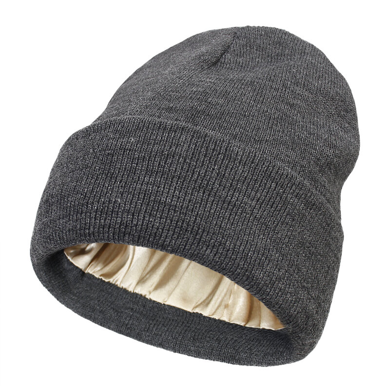 Cappello invernale per donna berretti foderati in raso di seta berretti grossi uomo Warm Fashion Women Bonnet Skullies Caps cappelli passamontagna maschili femminili