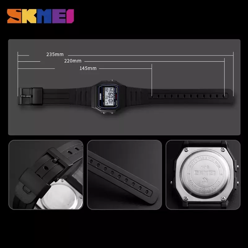 SKMEI 1412 패션 여성용 디지털 시계, 방수 디스플레이, 날짜, 주, 스포츠, 커플 시계, Relogio Feminino