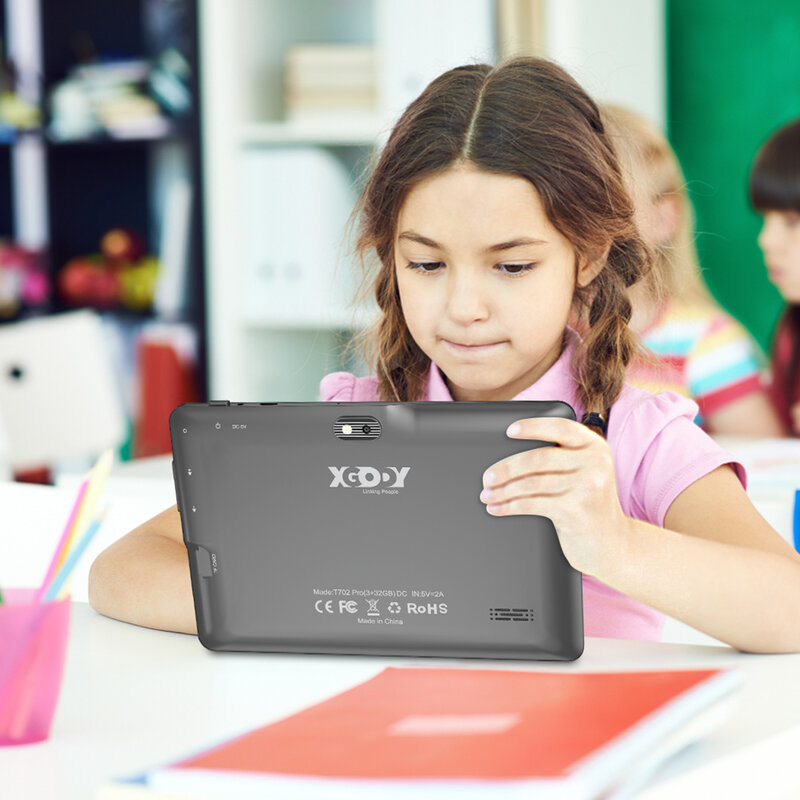 كمبيوتر لوحي للأطفال من XGODY-andid ، تعليم دراسي ، شاشة IPS ، 4Core ، WiFi ، OTG ، لطيف ، حافظة واقية اختيارية ، 7 بوصة