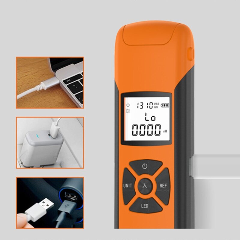 Fiber Cable Tester High Precision Optic Power Meter for FC/SC/ST Interface USB Rechargeable Mini Fiber Optical Power Met