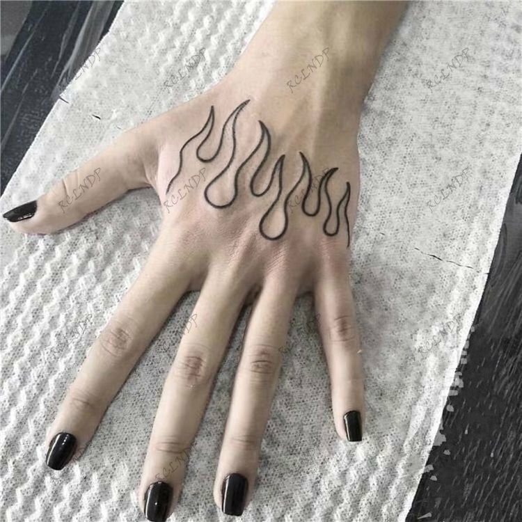 Водостойкая временная татуировка-наклейка с пламенем и любовью, искусственная татуировка на палец для мужчин и женщин