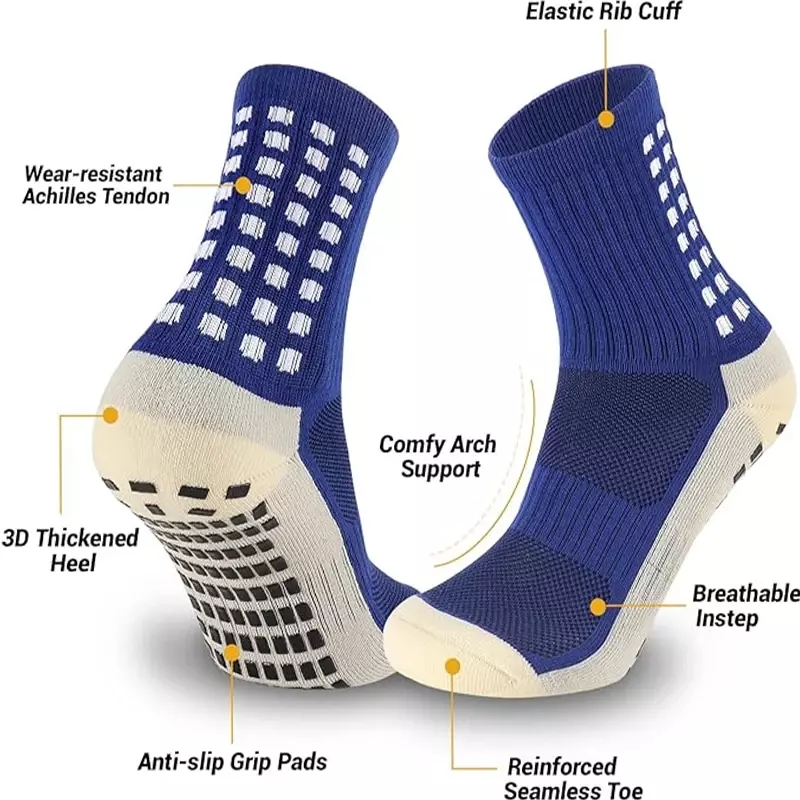 Противоскользящие футбольные носки для мужчин и женщин, спортивные уличные носки для футбола, баскетбола, тенниса, регби, 1 пара