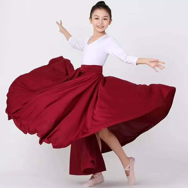 Kinder Mädchen Flamenco Rock Spanisch Tanz Bauchtanz langes Kleid großen Swing Rock Farbverlauf Leistung Zigeuner Rock