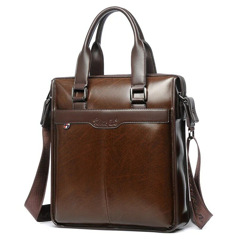 Maleta masculina de couro rachado, bolsa de ombro, bolsa de luxo, bolsa mensageiro, bolsa vertical, bolsa de viagem, 2024
