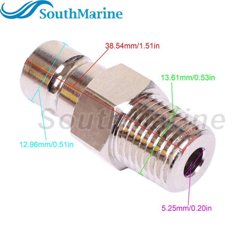 Boat Engine Fuel Line Connector Fitting 033496-10 for Honda 1/4" Npt Male Tank-Side, ('91 & Newer), Chrome Plated, Tank Side Mal