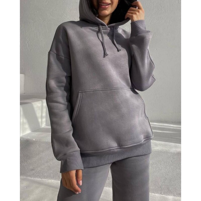Women's Outfits Long Sleeved Plush Hooded Sweater Loose Casual PantsWomen Two Piece Set Autumn and Winter Fashion Suit Tracksuit