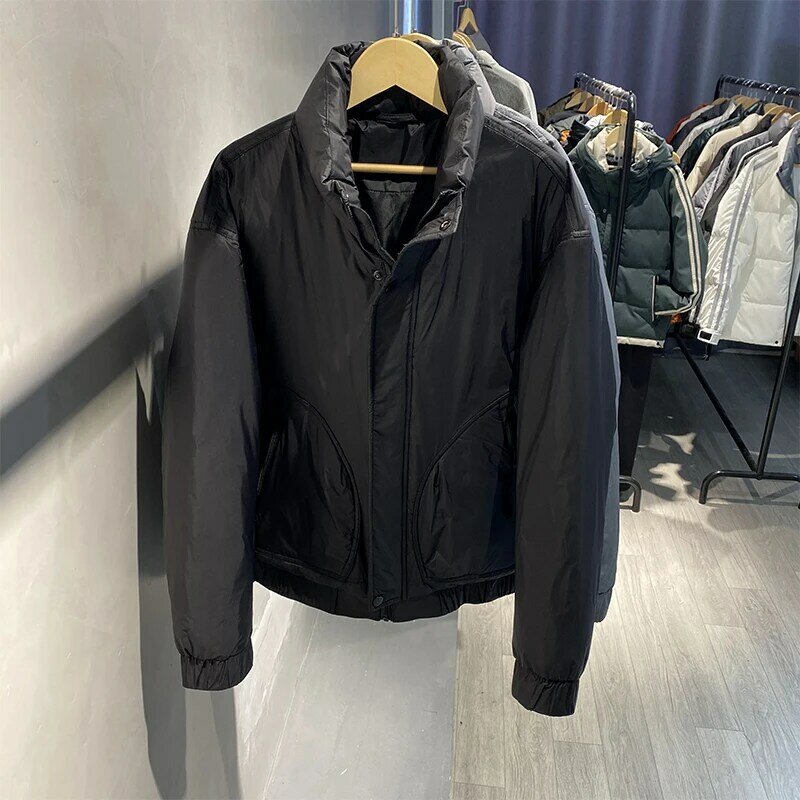2023 남성용 겨울 재킷 파카, 따뜻한 두꺼운 코트, 스탠드 칼라, 단색 남성 재킷, 새로운 패션 아우터, Z42