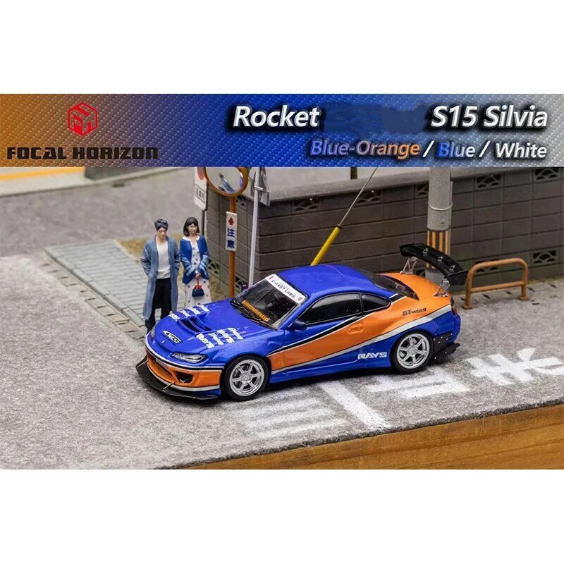 FH Diecast Car Model Collection, Horizon Focal Miniatura, Drift Pandem, FH em estoque, 1:64, Silvia S15, Diecast