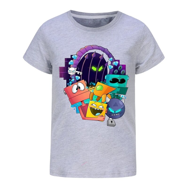 Geometry Dash Clothes Kids Cube Game T-shirt Teenager Boys Summer Short Sleeve Tops Baby Girls Cotton Tshirt Children Clothing