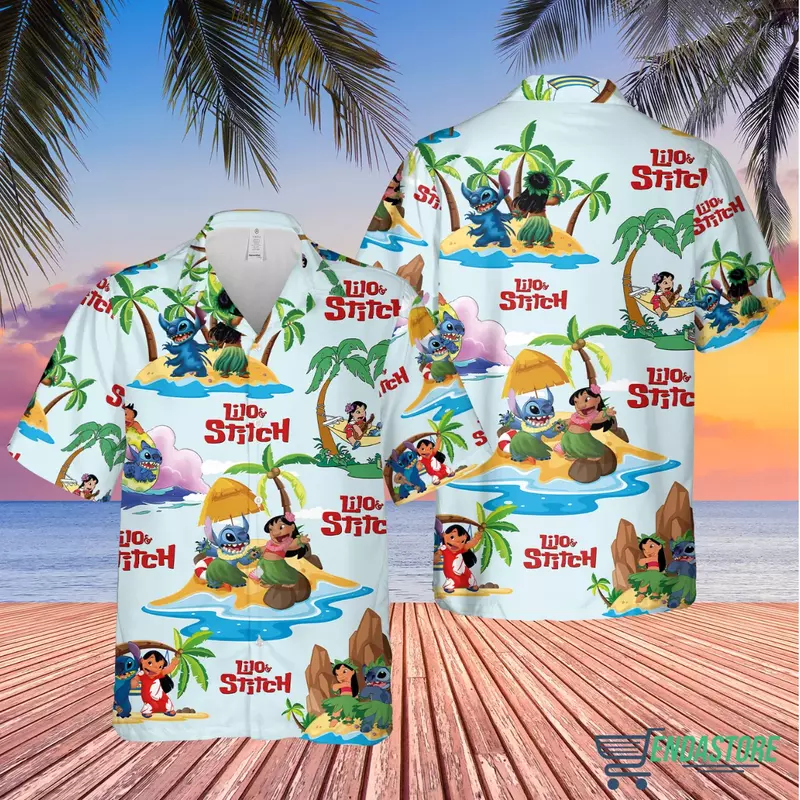 Гавайская рубашка Stitch And Lilo Surf для мужчин, гавайская рубашка Disney, Повседневная летняя рубашка с короткими рукавами и пуговицами для мужчин и женщин