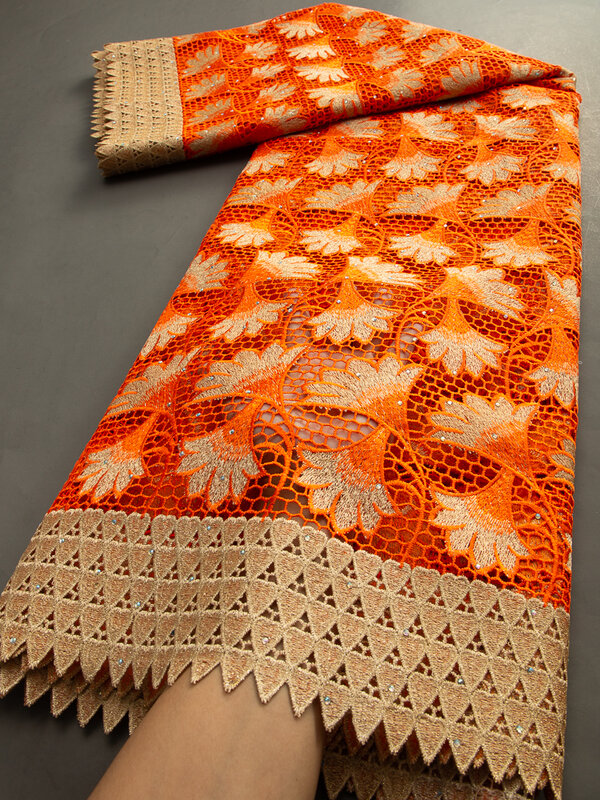 Tela de encaje de guipur Bicolor para vestidos de mujer, cordón de guipur africano, tela nigeriana Soluble en agua, TY3465, novedad de 2024