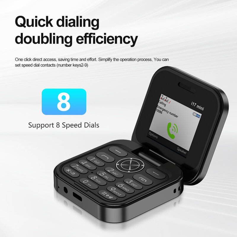 SERVO I17 ponsel 1.77 inci Mini lipat, ponsel kecil layar ajaib 2G Slot kartu SIM ganda tombol Radio FM