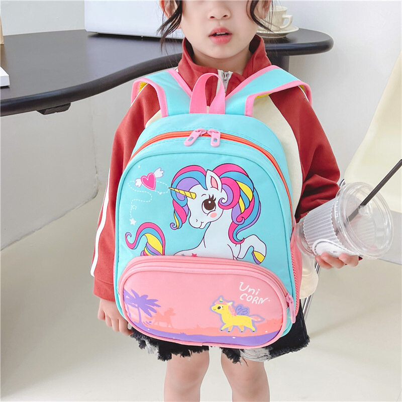 맞춤형 이름 유니콘 배낭 귀여운 만화 어린이 학교 가방, 개성 있고 창의적인 소년 소녀 학교 가방