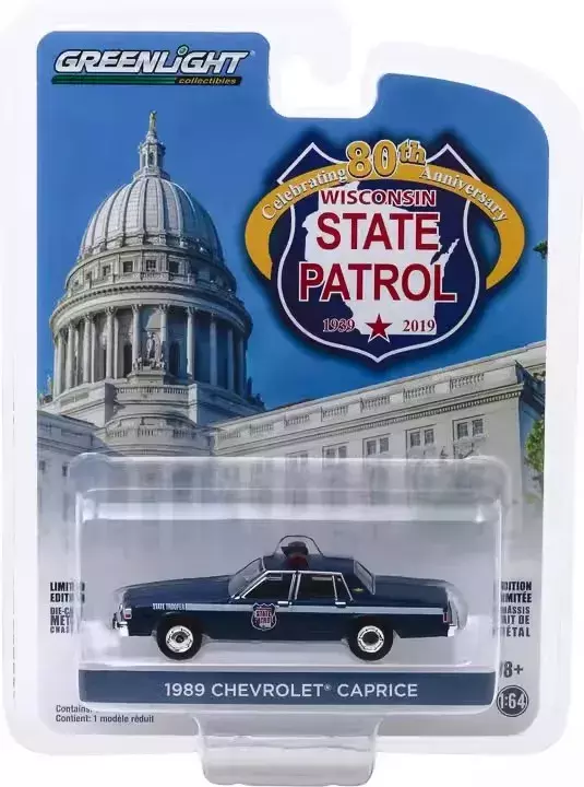 Chevrolet caprice polícia diecast metal liga modelo carro, brinquedos para presente coleção, 1:64, 1989, W1281