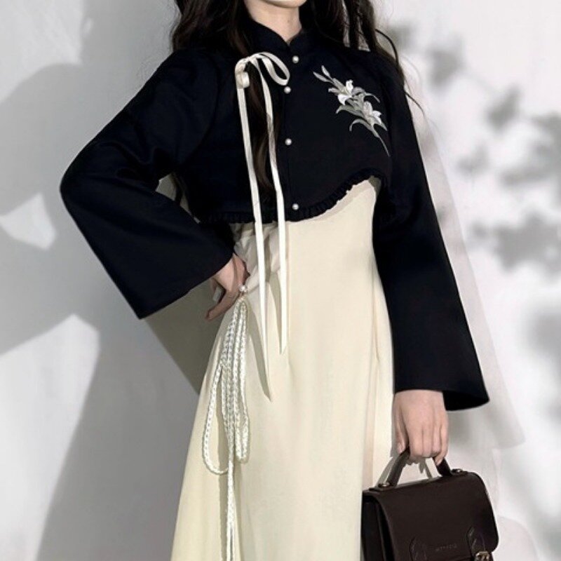 Setelan Hanfu manis elegan 2023 setelan gaun mantel wanita tradisional Chinoiserie wanita