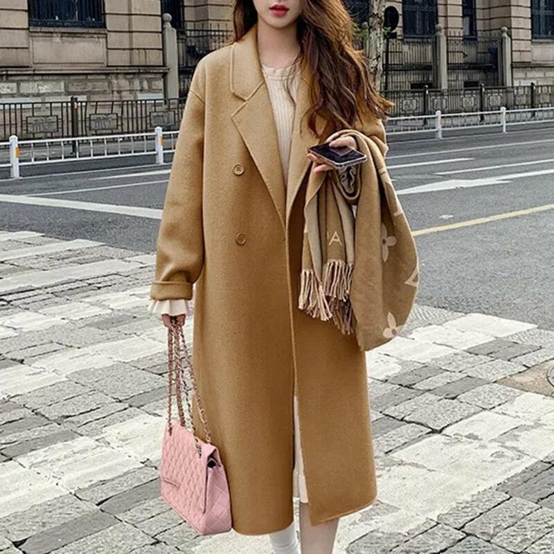 Abrigo de invierno para mujer, abrigo de lana mezclada, estilo coreano, solapa suelta, botonadura única, manga larga, cálido, elegante, a la moda, otoño