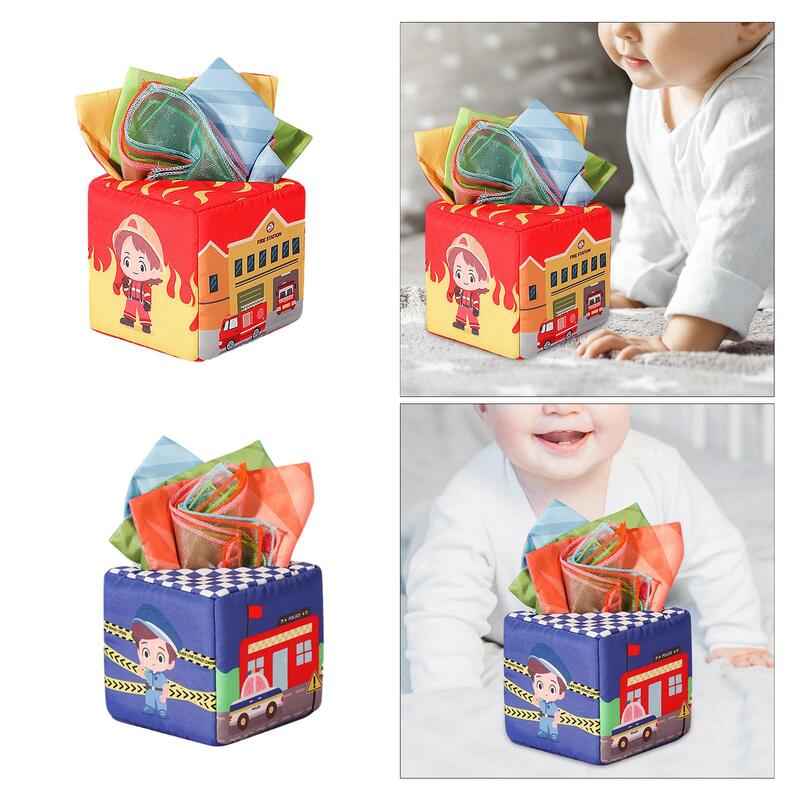 Busy Pull Tissues Box Activities Sensory Developmental Play Papers Soft Scarf Box Motor Skills Learning Toy for Gift Newborns