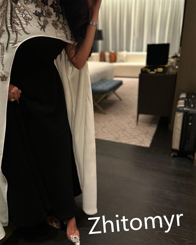 Ballkleid Abend Saudi-Arabien Trikot Muster Heimkehr Scheide hoher Kragen maßge schneiderte Anlass Kleid Midi Kleider