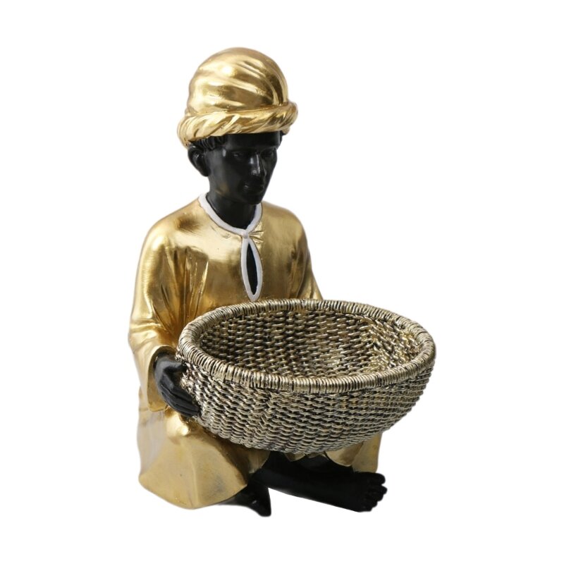 보관 바구니가 있는 동상 장식 추상 조각 장식 수지 공예