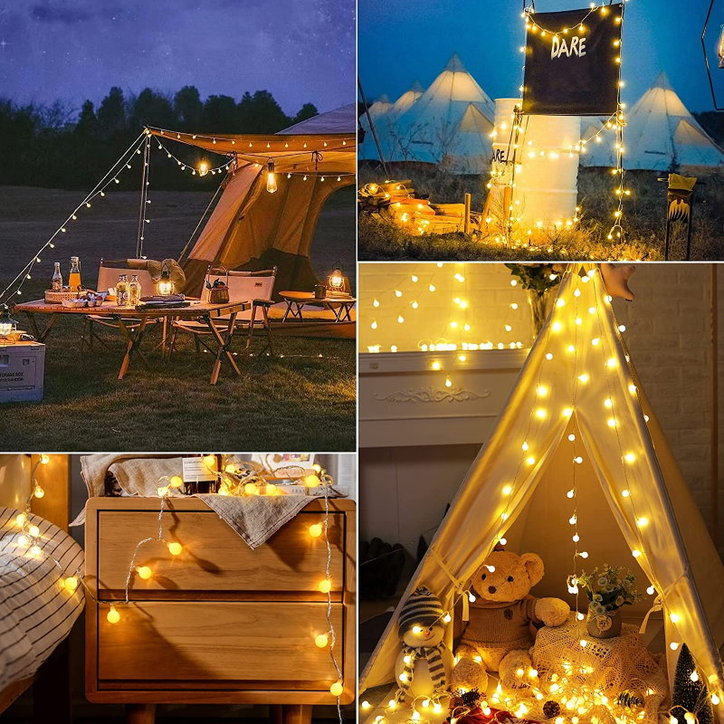 小さなボールライトガーランド,10m,USB/バッテリー操作,庭,クリスマス,寝室,結婚式,キャンプ,装飾用