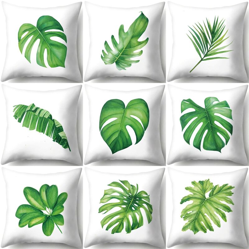 Zhenhe simples grande padrão de folha travesseiro caso decoração para casa capa de almofada quarto sofá decoração travesseiro capa 18x1 8 Polegada