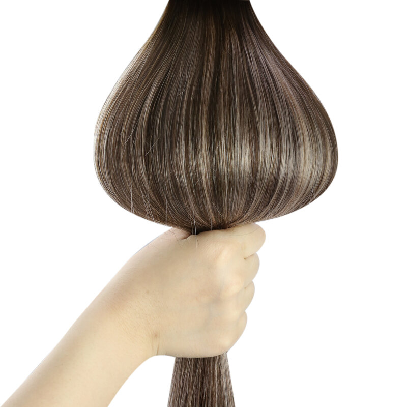 Ugeat-extensiones de cabello humano Natural con Clip, Color rubio resaltado, Balayage de cabeza completa, 5 piezas/7 piezas