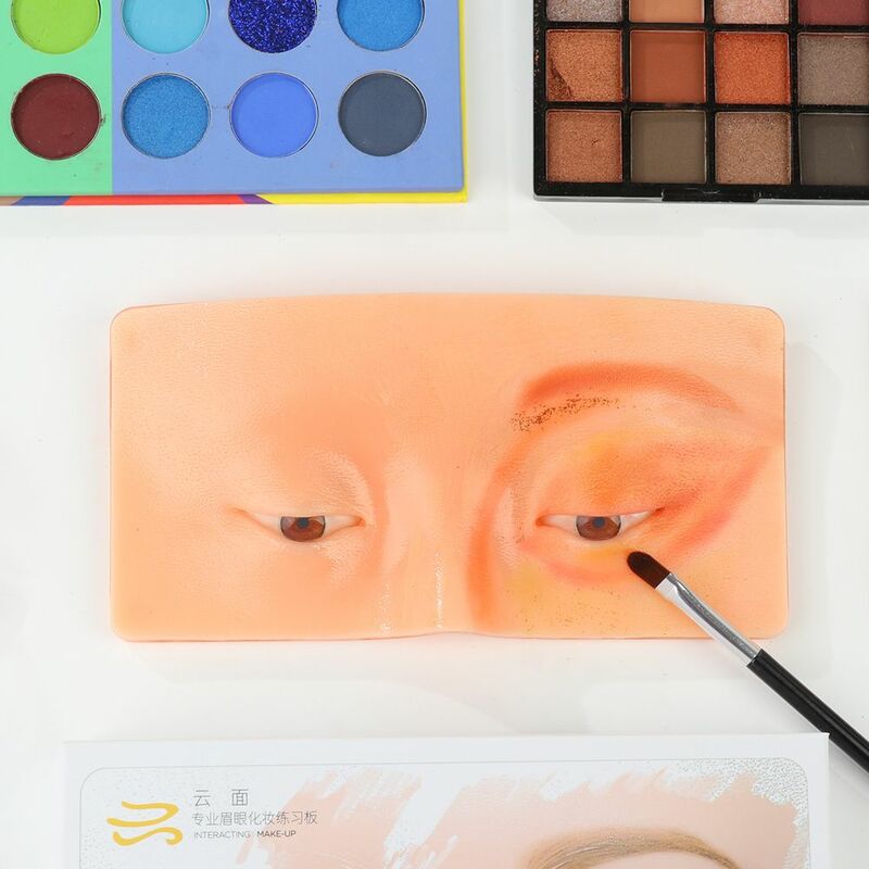 A ajuda perfeita para praticar maquiagem rosto olhos maquiagem manequim silicone prática board/almofada silicone biônico pele para cílios