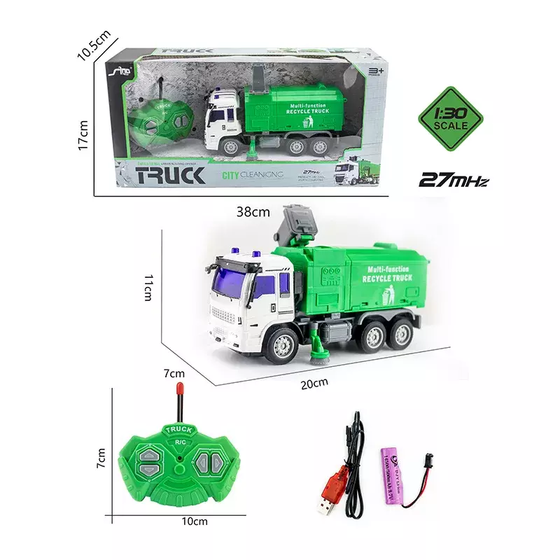 1:30 4ch com bateria de lítio controle remoto caminhão de bombeiros saneamento engenharia veículo menino brinquedo simulação modelo carro