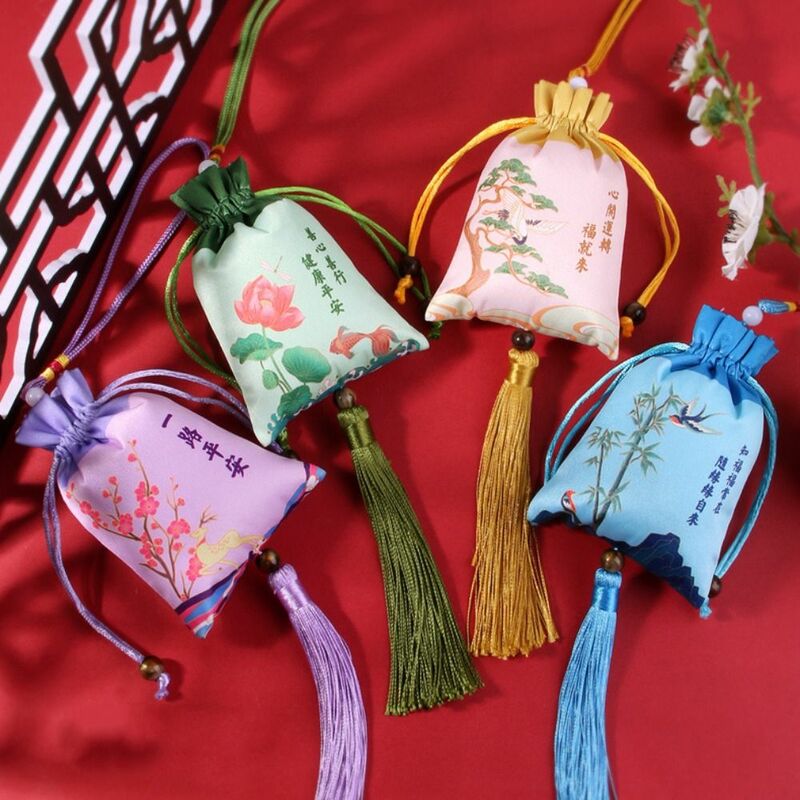 Bolsita de flores a la moda para mujer, bolso con patrón de pájaro y pez Floral, decoración Hanfu, brocado, joyería étnica, regalo de graduación