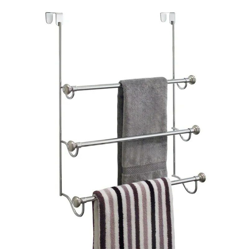 InterDesign York sopra la porta della doccia portasciugamani per bagno, cromato/spazzolato