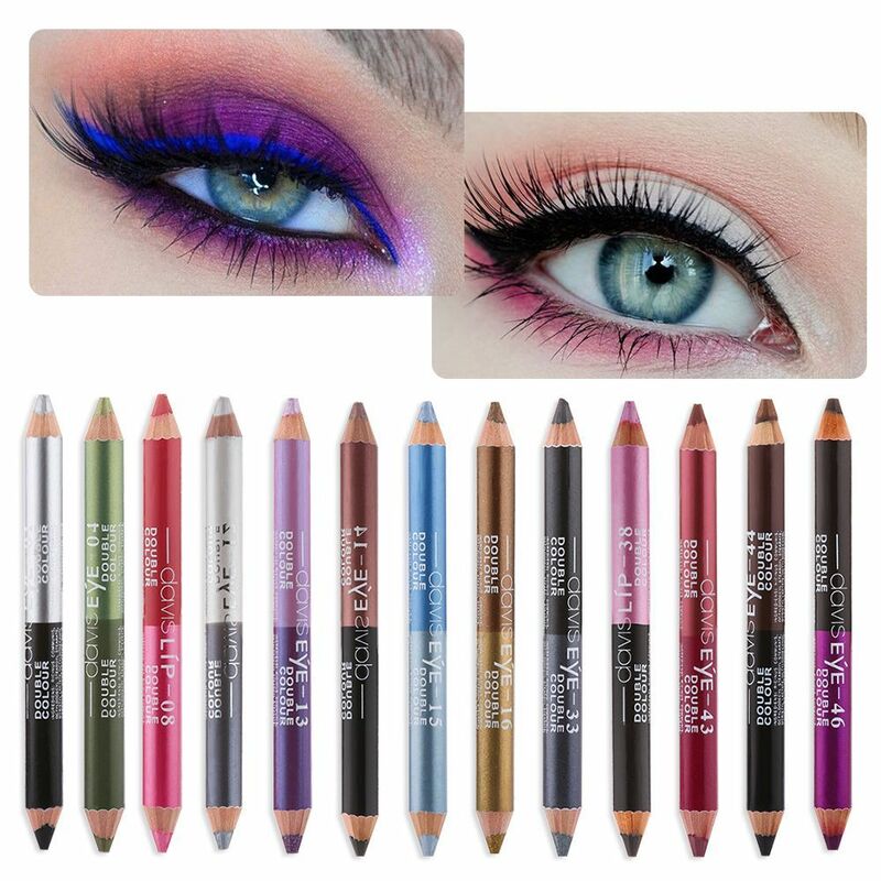 1Pc Double-Ended Double-Color Eyeliner Pen Durable impermeável Sweatproof Eyeshadow Highlighter Glitter Eyes Lápis Maquiagem Ferramentas