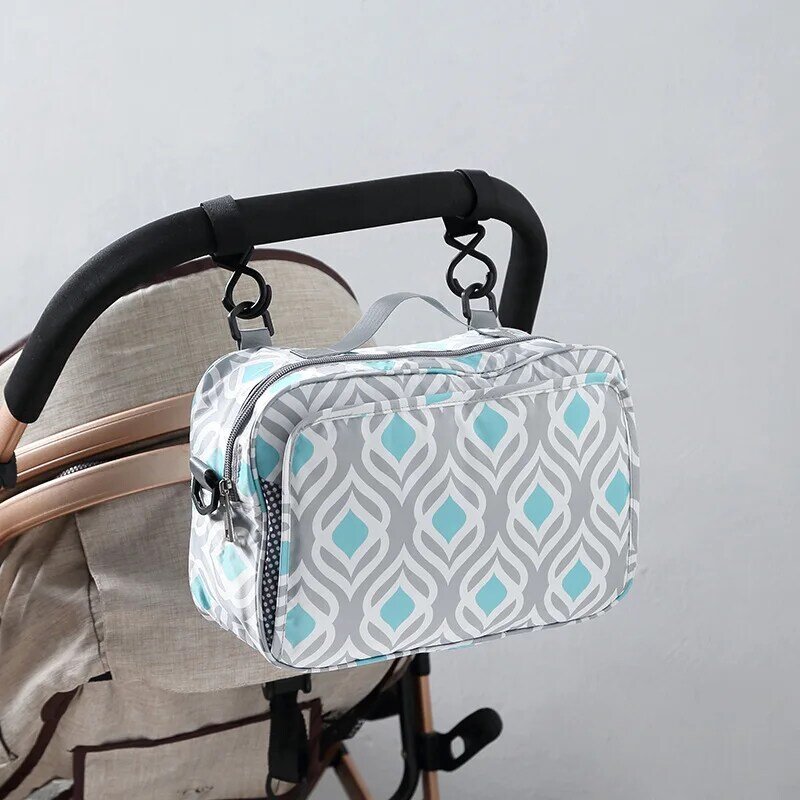 Bolsa colgante de gran capacidad para cochecito de bebé, accesorios prácticos para cochecito, bolsa colgante con estampado de moda