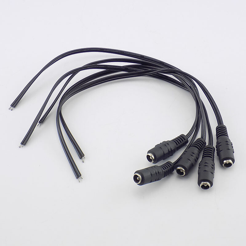 DC macho e fêmea Conectores Plug, fonte de alimentação, cabo de extensão, cabo, CCTV, câmera, LED Strip Light, 2.1*5.5mm, 12V, 1PC, 5PCs, 10PCs
