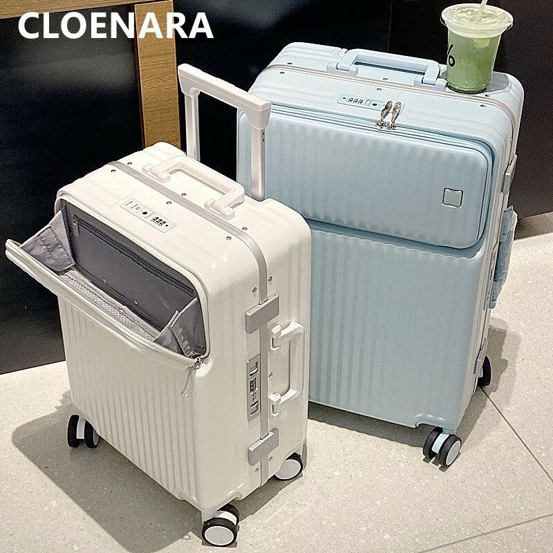 COLENARA 20"22"24"26" Inch High-quality Luggage Men's Business Front-opening Laptop Trolley Case Women's Rolling Suitcase