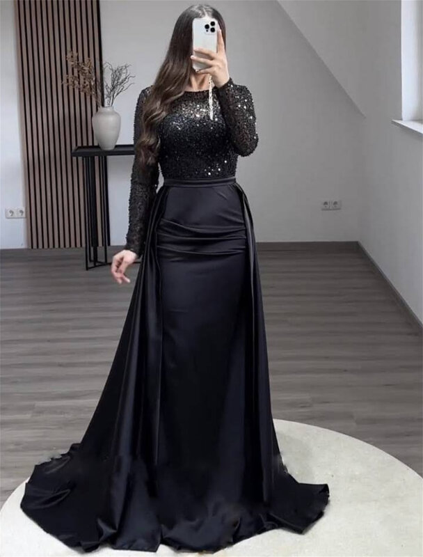 Perlens tickerei Luxus Abendkleid elegante Damen kleider für Hochzeits kleider und Veranstaltungen Arab Sharon Happy Satin