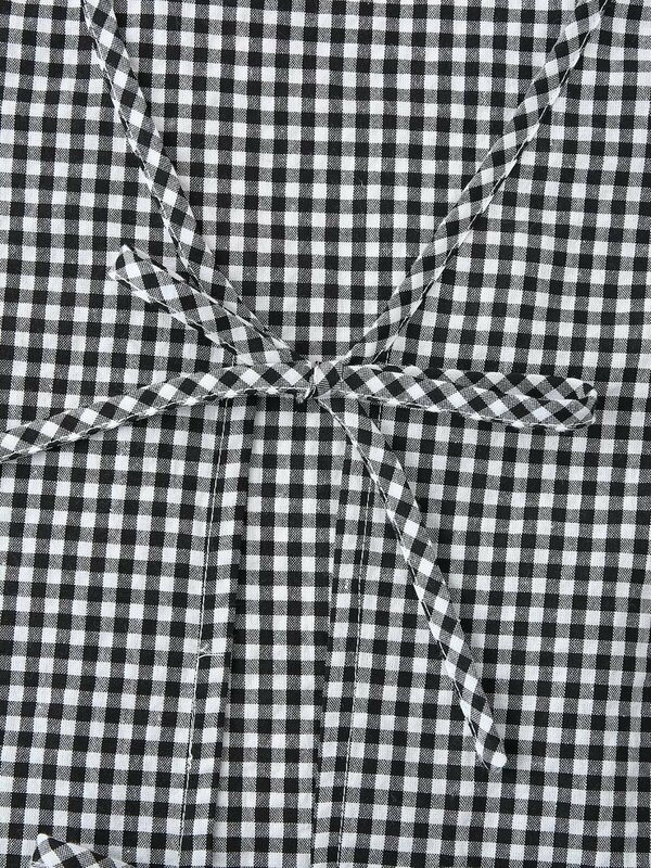 Camisa informal a cuadros con cuello en V para mujer, traje Retro de manga corta con cordones, Top elegante y pantalones cortos, 2024