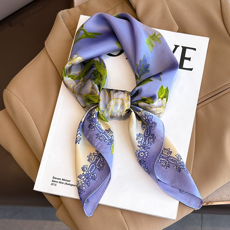 2024 Luxus Seide Schal quadratischen Schal für Frauen Satin Hijab Mode Wraps Halstuch weibliche Haar bänder Band Stirnband Bandana