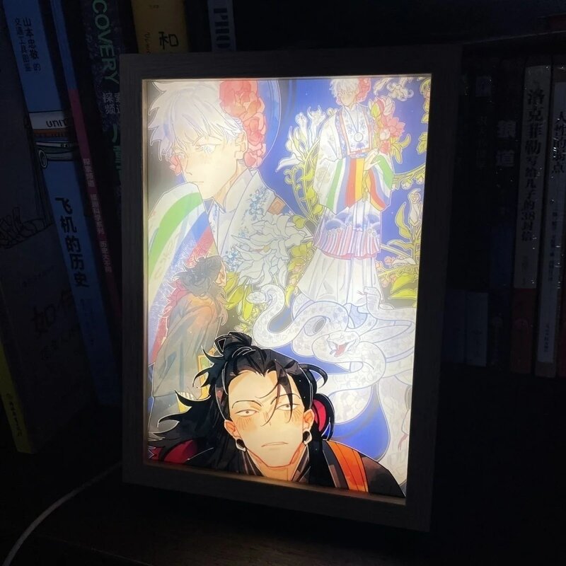 Pintura de luz Led de Anime Jujutsu Kaisen, marco de fotos, figura de Gojo Satoru, lámpara de mesa de pintura, decoración de Hoom, regalos de Navidad para niños