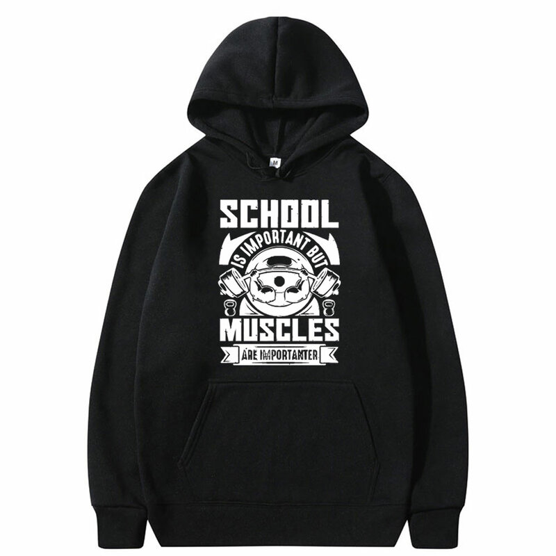Grappige School Is Belangrijk, Maar Spieren Zijn Belangrijke Hoodie Mannelijke Vintage Sweatshirt Mannen Vrouwen Fitness Gym Casual Hoodies