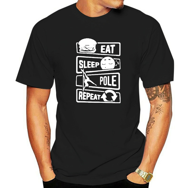 Camisetas divertidas de algodón para mujer, ropa de calle con estampado de Eat Sleep, Pole Dancing, Repeat, regalo de cumpleaños, manga corta, Hip Hop