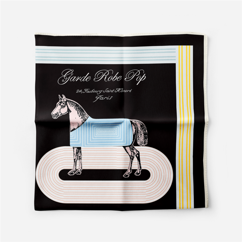 POBING-Foulard carré en sergé imprimé cheval pour femme, petit bandana, hijab, 53cm