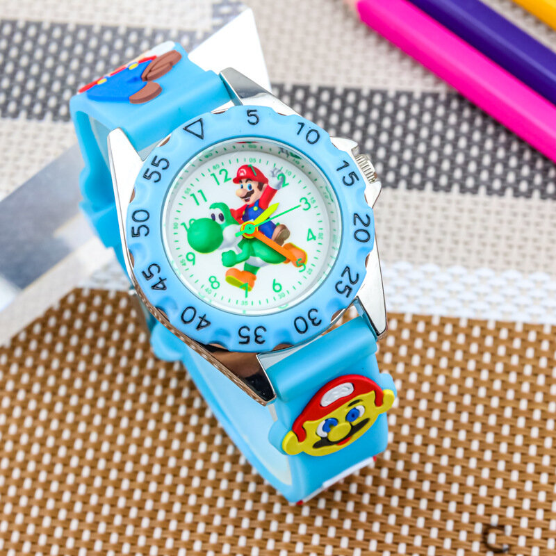 애니메이션 슈퍼 마리오 브라더스 발광 어린이 시계, 만화 캐릭터 루이지 쿼츠 전자 시계, 어린이 생일 선물