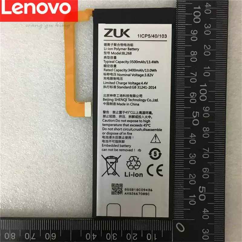 Batería BL268 100% Original para Lenovo ZUK Z2 Pro Z2Pro Z2121, 3100mAh, batería de repuesto para teléfono móvil, sin herramientas