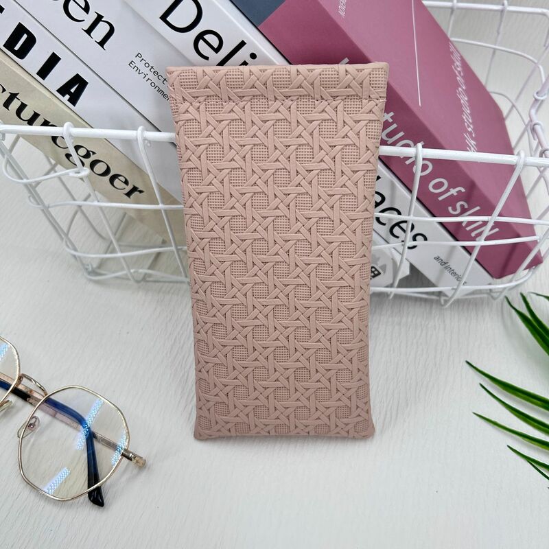 New Woven PU Leather Sunglasses Glasses Bag Reading Case Sun Glasses Pouch Automatic Closing Eyewear Storage Bags Accessories