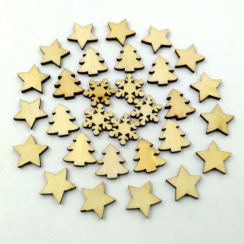 Négligeable d'embellissements de flocon de neige pour sapin de Noël, étoile en bois, 2 à 4 paquets, 100 pièces
