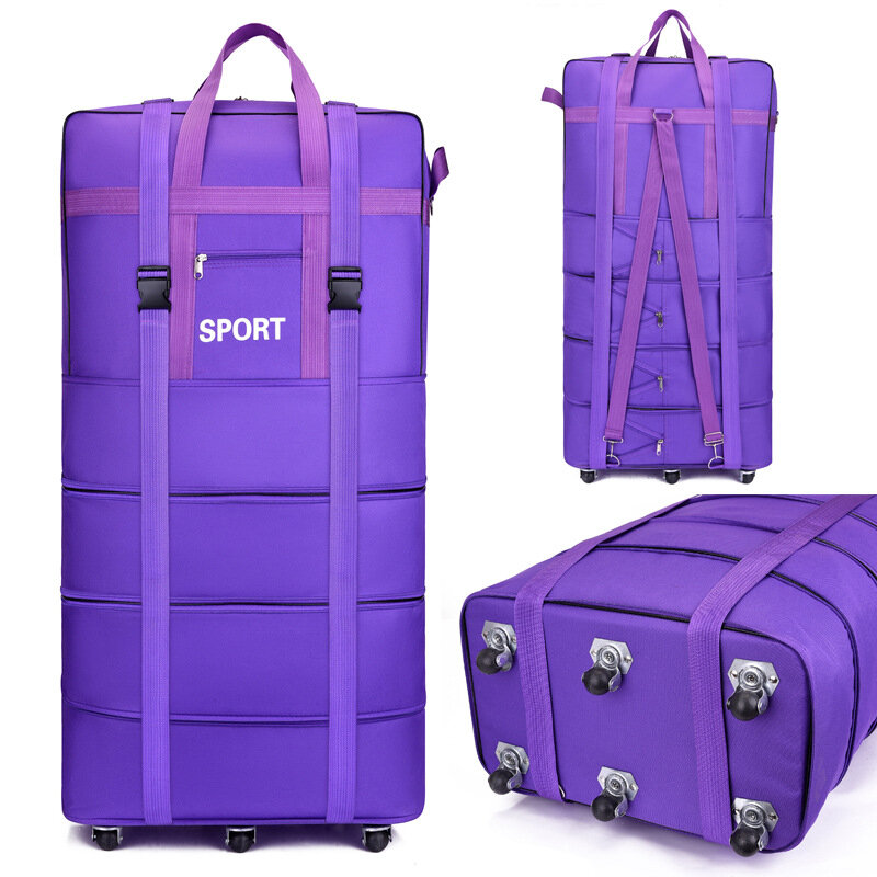 Популярные вместительные прочные чемоданы на колесиках, водонепроницаемые раскладные дорожные сумки из ткани Оксфорд на колесиках, чемодан