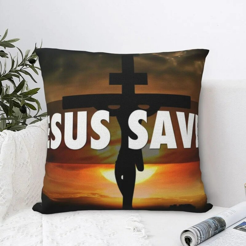 Jesus Saved My Life Square Pillow Case for Sofa Throw Pillow