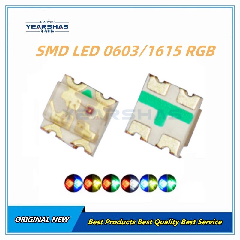 SMD LED modelo trem ferroviário modelagem, SMD0605, 1615, bi-color, vermelho, azul, verde, amarelo, azul-verde, branco, amarelo-verde, 1/35, 100pcs